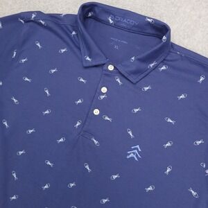 B DRADDY Polo Golf Shirt Men's XL Blue Fish Bone Print Short Sleeve Pima Cotton